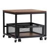 Mini Fridge Stand with Storage, 198 lbs Mini Fridge Table with Movable Storage Cart & Swivel Wheels, Beverage Refrigerator Stand for Coffee Bar