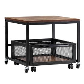 Mini Fridge Stand with Storage, 198 lbs Mini Fridge Table with Movable Storage Cart & Swivel Wheels, Beverage Refrigerator Stand for Coffee Bar