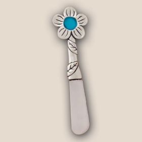Basic Spirit Butter Spreader Knife Turquoise Flower Seaglass Pate, 4.5 Inch Length, Soft Cheese Kitchen Gadgets