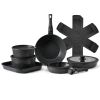 17 Piece Pots and Pans Set, Granite Nonstick Detachable Handle Cookware, Space Saving Induction Cookwares, Kitchen RV Cooking Sets with Frying, Sauce