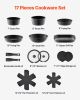 17 Piece Pots and Pans Set, Granite Nonstick Detachable Handle Cookware, Space Saving Induction Cookwares, Kitchen RV Cooking Sets with Frying, Sauce
