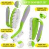Scrub Brush Set of 3pcs Green Cleaning Shower Scrubber with Ergonomic Handle and Durable Bristles Scrub Brushes for Cleaning Bathroom Shower Tile Kitc
