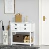 Sideboard Buffet Cabinet, Storage Serving Console Table with 4 Drawers and Slatted Bottom Shelf for Kitchen, Living Room, White