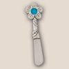 Basic Spirit Butter Spreader Knife Turquoise Flower Seaglass Pate, 4.5 Inch Length, Soft Cheese Kitchen Gadgets