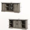 Mid Morden Sideboard, 16" Tall Cabinet with Sliding Barn Door & Charging Station, 65" TV Stand for Living Room, Gray