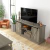 Mid Morden Sideboard, 16" Tall Cabinet with Sliding Barn Door & Charging Station, 65" TV Stand for Living Room, Gray