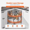 28" Kidney Shaped Chrome Corner Organizer, 360° Rotatble Kitchen Base Cabinet Blind Corner, 2 Tier Height Adjustable Storage Rack