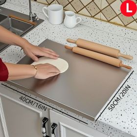 Stainless Steel Cutting Board with Lip for Kitchen Chopping Boards for Countertop Large Metal Cutting Board over Sink Suitable for Meat Fruits Vegetab (size: 40CM*50CM)