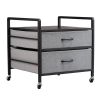 Mini Fridge Stand with Storage, 176 lb-Capacity Mini Fridge Table with 2 Drawers & 4 Swivel Wheels, Mobile Mini Fridge Shelf