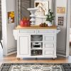 Kitchen cart with Rubber wood desktop rolling mobile kitchen island with storage and 5 draws -53 Inch length