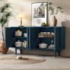Modern 4-door Sideboard with Convex Pattern Doors and 2 Silver Handle for Living Room,Dining Room,Kitchen