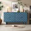 Modern 4-door Sideboard with Convex Pattern Doors and 2 Silver Handle for Living Room,Dining Room,Kitchen