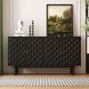 Modern 4-door Sideboard with Convex Pattern Doors and 2 Silver Handle for Living Room,Dining Room,Kitchen