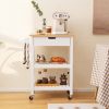 3-Tier Kitchen Island Cart Rolling Service Trolley with Bamboo Top